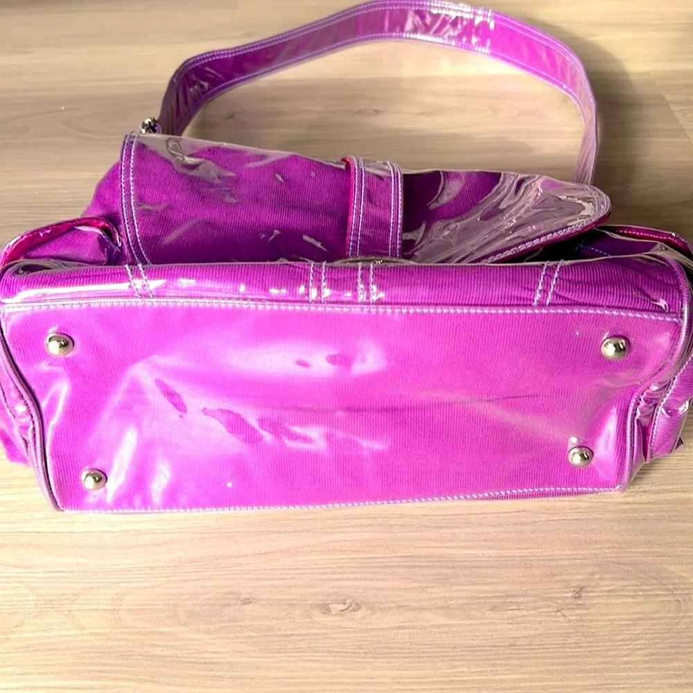 Kalencom Patent Leather Oversized Shoulder/Diaper Bag Purple NWOT Maternity Bold